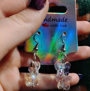 Handmade floral springy cute girly butterfly earrings